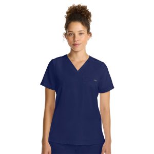 Blusa médica Billie con cuello en V para mujer