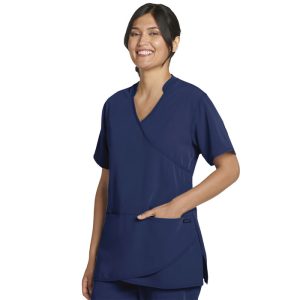 Blusa cruzada con pétalos para mujer
